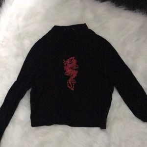 Mock turtle neck shirt, Dragon graphic